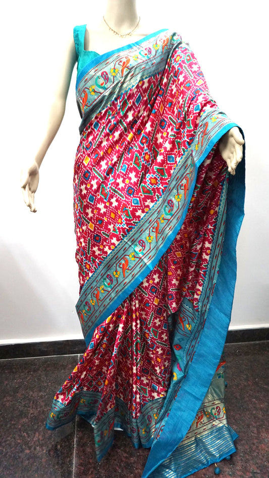 RED DOLA SILK PATOLA SAREE