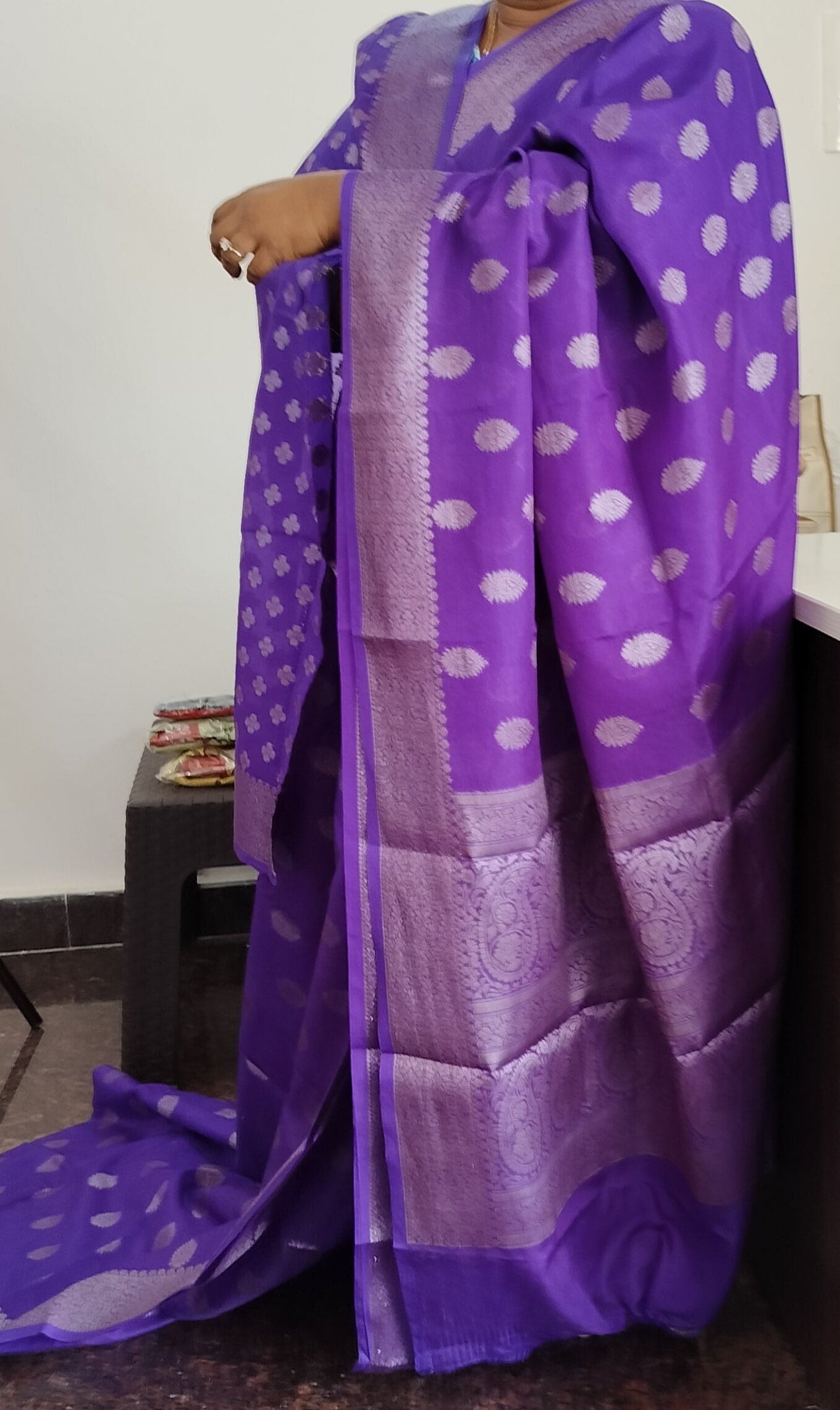 PURPLE BANARASI KADDI GEORGETTE SAREE