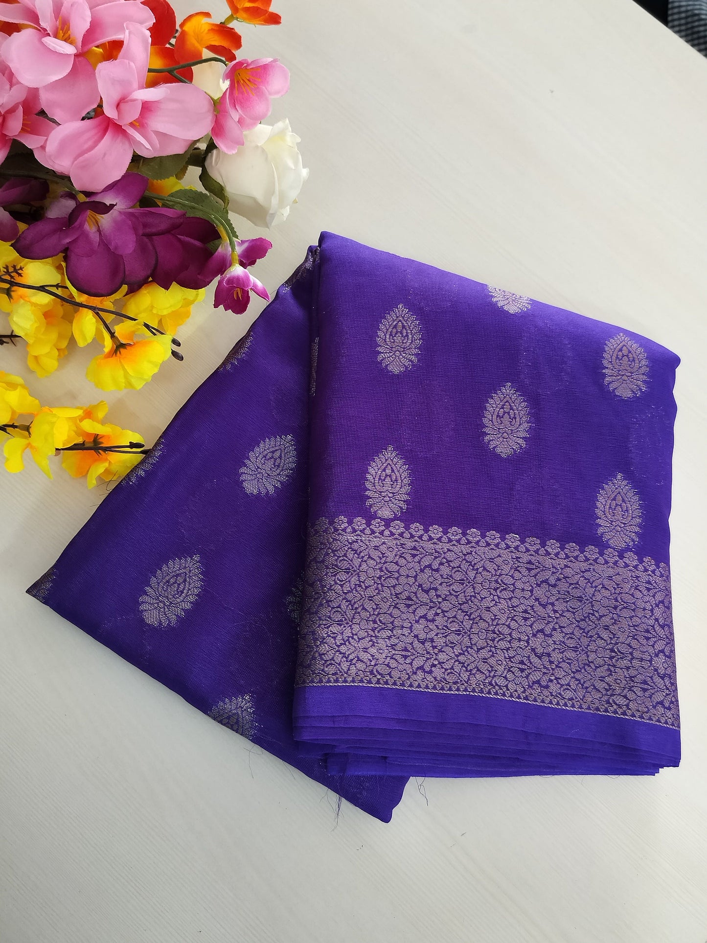 PURPLE BANARASI KADDI GEORGETTE SAREE