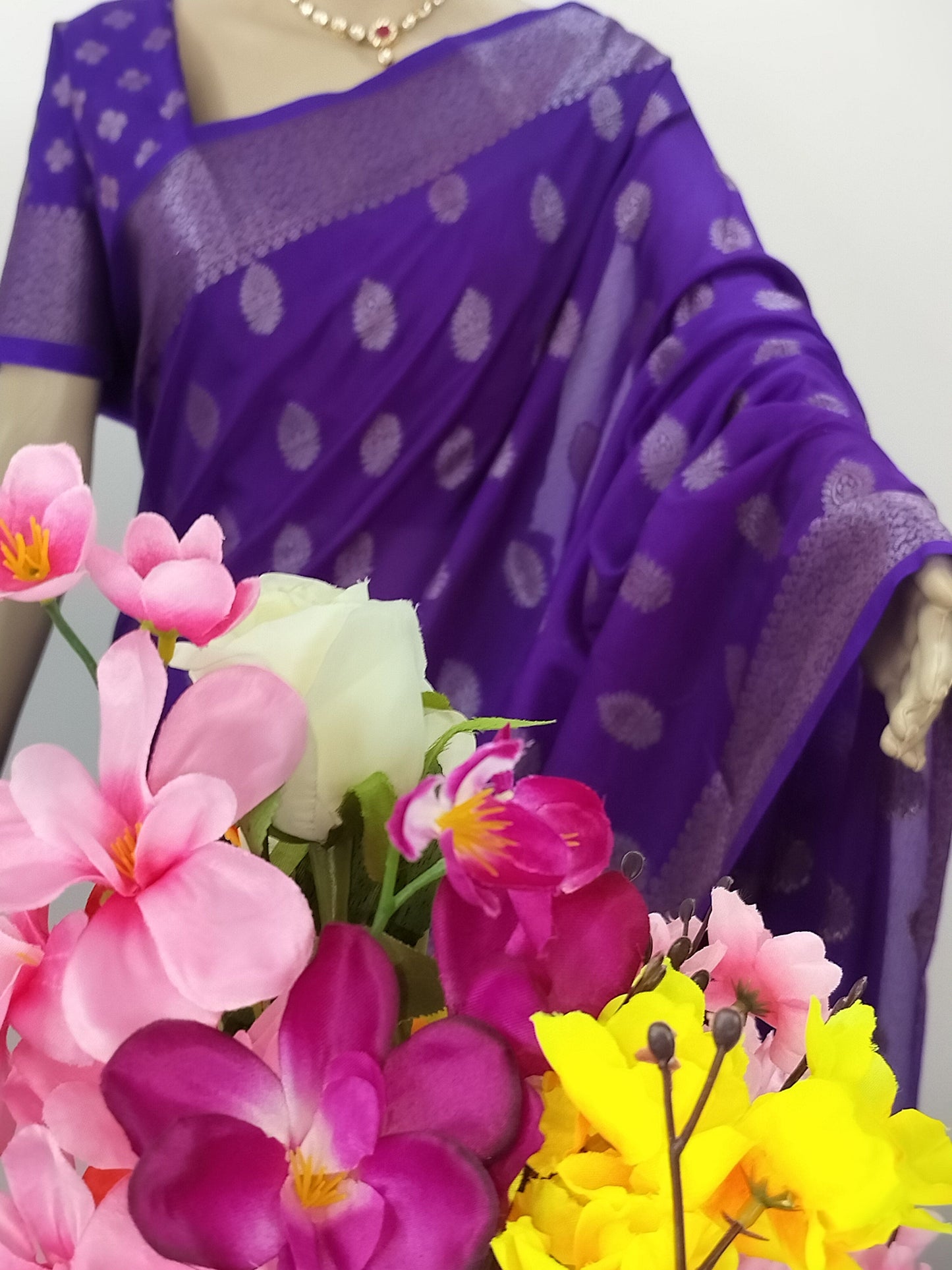 PURPLE BANARASI KADDI GEORGETTE SAREE