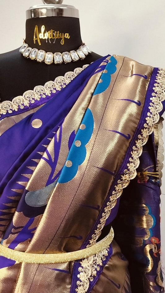 PURPLE SOFT BIG BORDER PAITHANI SILK SAREE