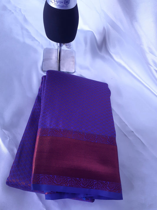 PURPLE COPPER BORDER SEMI SILK SAREE